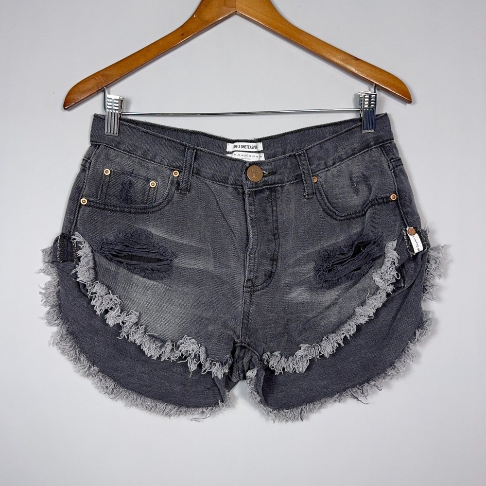 One Teaspoon Bandits Low Rise Micro Mini Booty Shorts Womens Size 27 Distressed